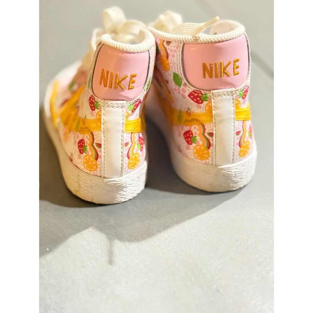 Nike Blazer Mid Kids 12C Fruit Print Pink Orange High Top Sneakers